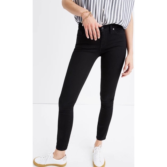 MADEWELL Black Frost 8” Black Denim Skinny Jeans - Picture 1 of 8